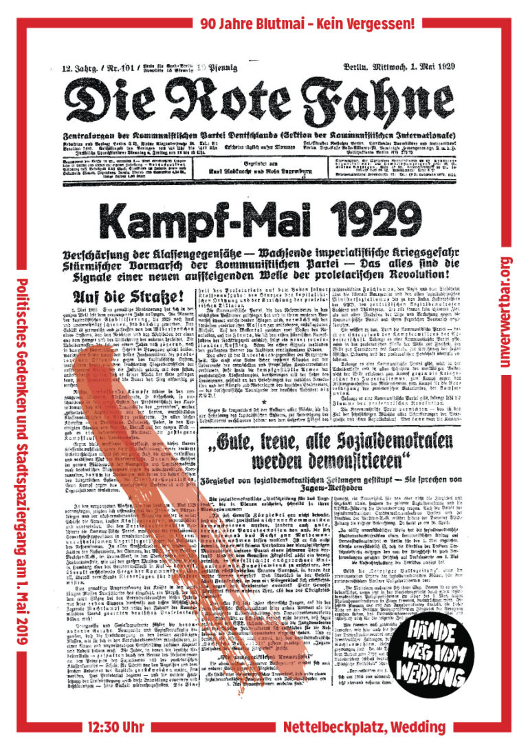 Weddinger Blutmai 1929 Hände weg vom Wedding!