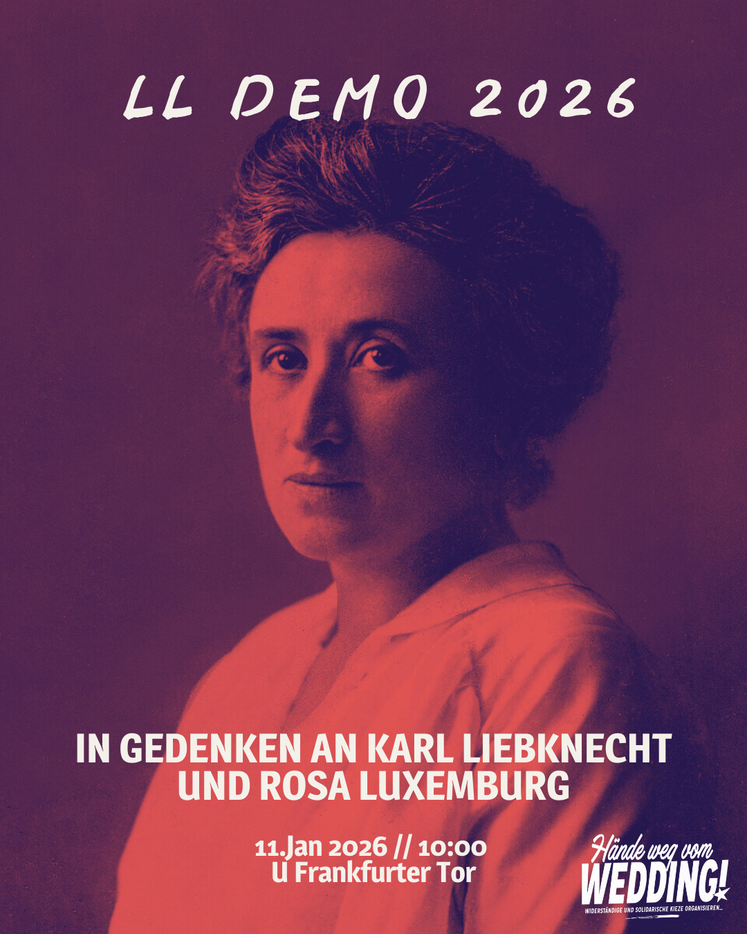 "Nie wieder kriegstüchtig!"

🌹 Die Erinnerung an Karl Liebknecht und Rosa Luxemburg könnte kaum aktueller sein: beide wurde 1919 von der Polizei ermordet, weil sie Kapitalismus und Krieg kompromisslos bekämpften und sich dem Frieden mit all ihrer Kraft verpflichtet fühlten.

Deshalb nehmen wir gemeinsam an der Liebknecht-Luxemburg-Demonstration teil – denn die Geschichte darf sich nicht wiederholen!

https://www.ll-demo.de/